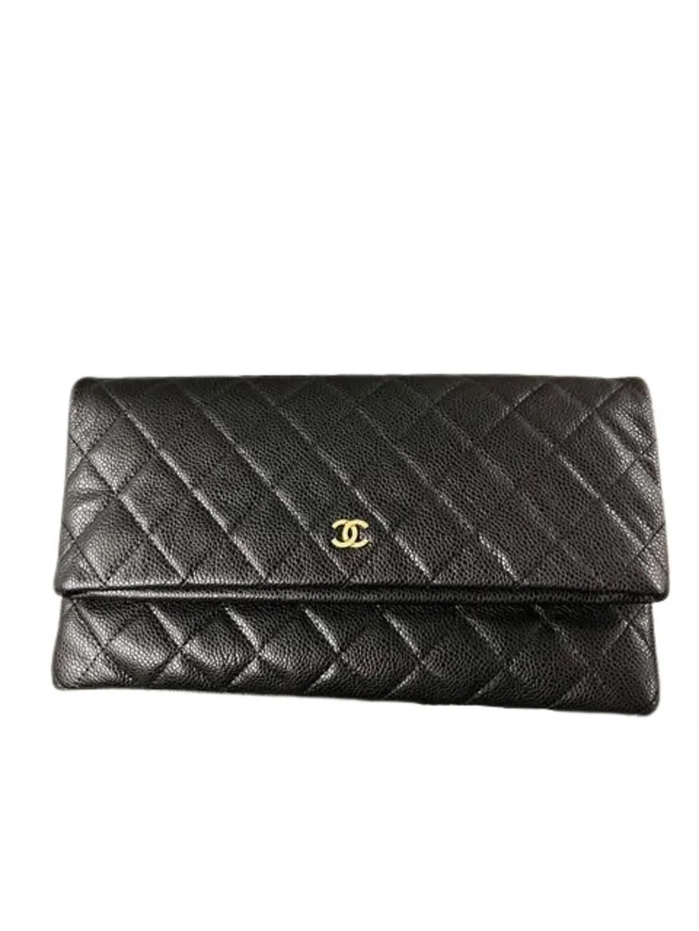 CHANEL Black Caviar Quilted CC Beauty Clutch